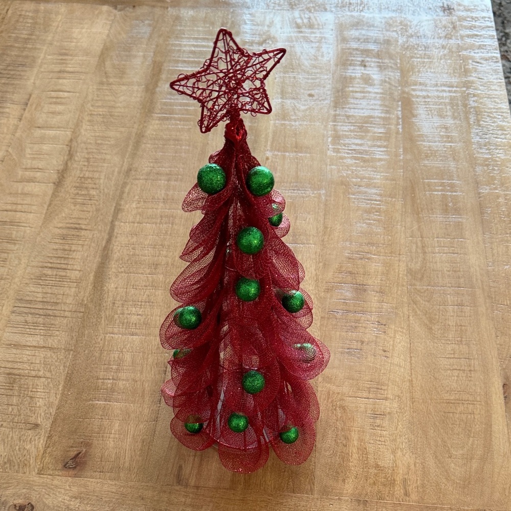 Festive Red and Green Holiday Tree Decoration